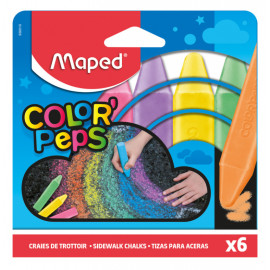 Мел цветной Maped 936010 Color`Peps асфальт. 6цв. прямоугольный картон.коробка