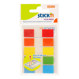 Закладки самокл. индексы пластиковые Stick`n 26071 45x12мм 5цв.в упак. 20лист Z-сложения с цветным краем европодвес