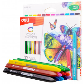 Восковые мелки Deli EC20000 Color Emotion трехгранные 12цв. картон.кор./европод.