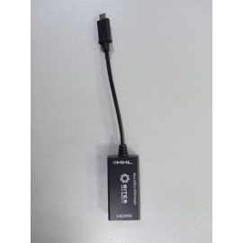 Кабель USB microB->HDMI(F) 5bites UA-HHFM-MHL для подключения смартфона по HDMI к телевизору, черный (0.1м