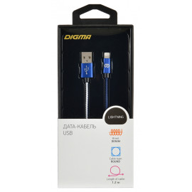 Кабель Digma LIGHT-1.2M-BL USB (m)-Lightning (m) 1.2м синий