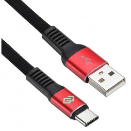 Кабель Digma TYPE-C-1.2M-FLAT-BLK USB (m)-USB Type-C (m) 1.2м черный/красный плоский