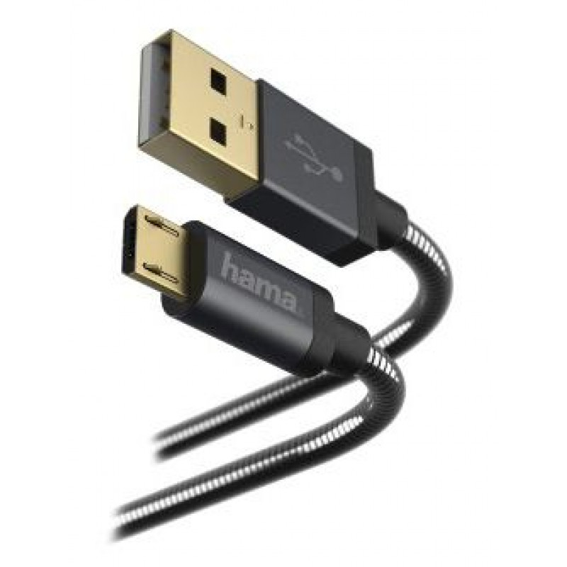 Кабель Hama Metal 00173625 USB (m)-micro USB (m) 1.5м черный