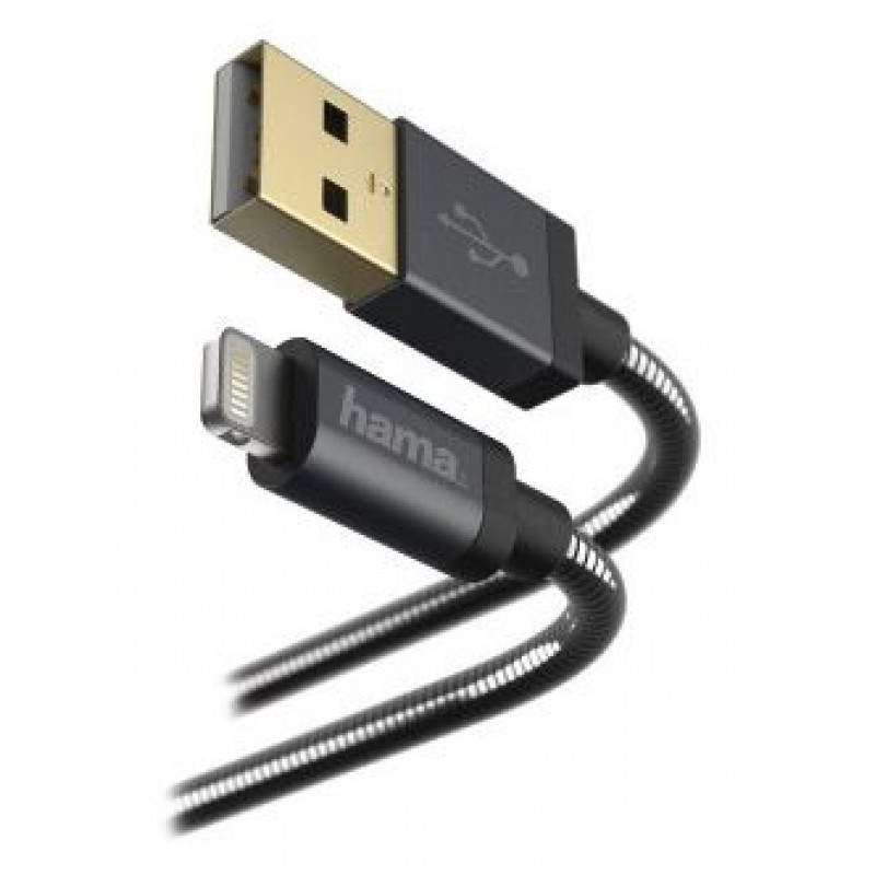 Кабель Hama Metal 00173626 USB (m)-Lightning (m) 1.5м черный