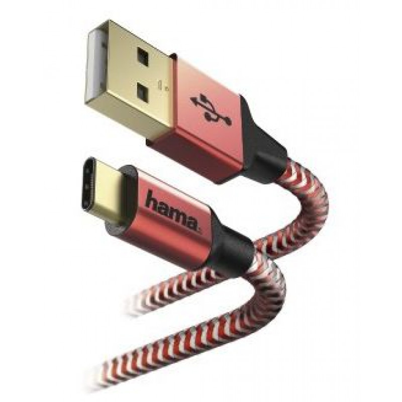 Кабель Hama 00178296 USB (m)-USB Type-C (m) 1.5м красный