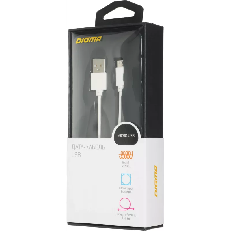 Кабель Digma MICROUSB-1.2M-WH USB (m)-micro USB (m) 1.2м белый