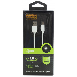 Кабель Cactus CS-USB.A.USB.C-1.8 USB (m)-USB Type-C (m) 1.8м белый блистер
