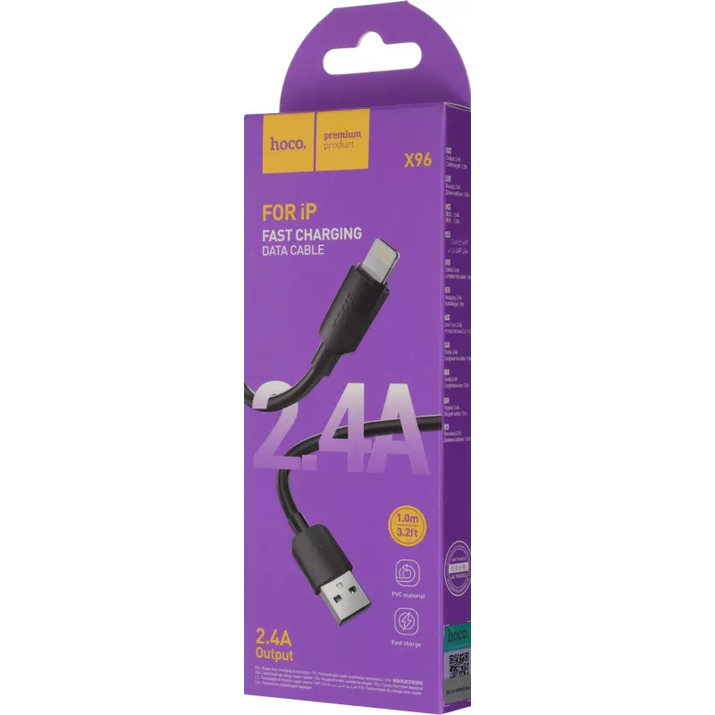 Кабель Hoco X96 Hyper iP USB (m)-Lightning (m) 1м черный коробка
