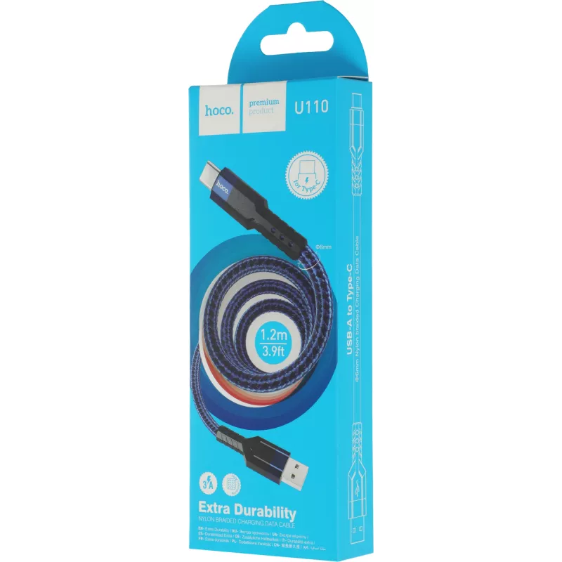Кабель Hoco U110 70615 USB (m)-USB Type-C (m) 1.2м синий
