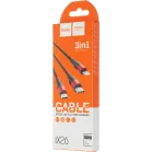 Кабель Hoco X26 Xpress one 80282 USB (m)-Lightning (m)/USB Type-C (m)/micro USB (m) 1м черный/красный