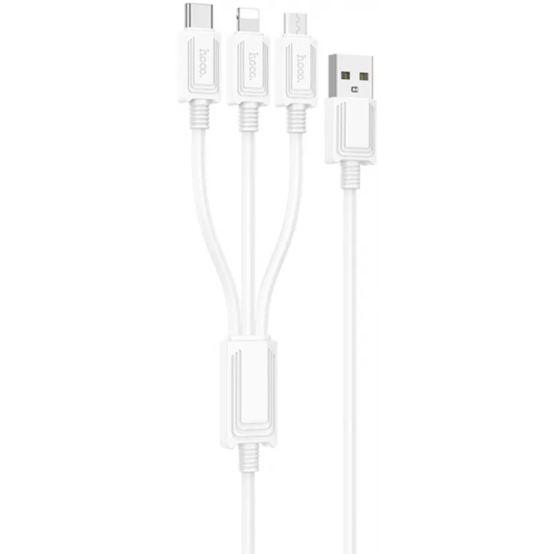 Кабель Hoco X74 3-in-1 charging cable(iP+Micro+Type-C) 67370 USB (m)-Lightning (m)/USB Type-C (m)/micro USB (m) 1м черный