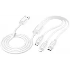 Кабель Hoco X74 3-in-1 charging cable(iP+Micro+Type-C) 67370 USB (m)-Lightning (m)/USB Type-C (m)/micro USB (m) 1м черный