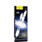Кабель Hoco X74 3-in-1 charging cable(iP+Micro+Type-C) 67370 USB (m)-Lightning (m)/USB Type-C (m)/micro USB (m) 1м черный