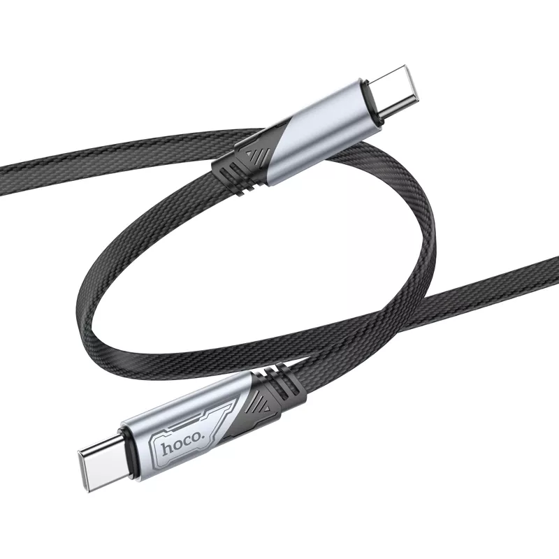 Кабель Hoco U119 Machine 60W charging data cable Type-C to Ty 05021 USB Type-C (m)-USB Type-C (m) 1.2м черный плоский