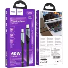 Кабель Hoco U119 Machine 60W charging data cable Type-C to Ty 05021 USB Type-C (m)-USB Type-C (m) 1.2м черный плоский