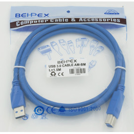 Кабель USB 3.0 A(m) USB 3.0 B (m) 1.5м синий