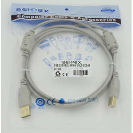 Кабель USB A(m) USB B(m) 1.8м феррит.кольца серый