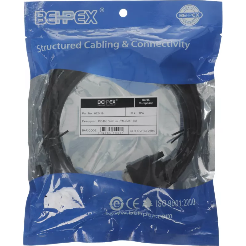 Кабель DVI-D (m) DVI-D (m) 1.8м феррит.кольца черный