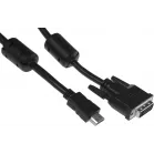Кабель Buro HDMI (m) DVI-D (m) 10м (HDMI-19M-DVI-D-10M) феррит.кольца черный