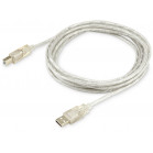 Кабель Buro USB2.0-AM/BM-3-TRANS USB A(m) USB B(m) 3м прозрачный