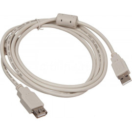 Кабель Buro USB A(m) USB A(f) 1.8м (USB2.0-AM-AF-1.8M-MG) феррит.кольца серый