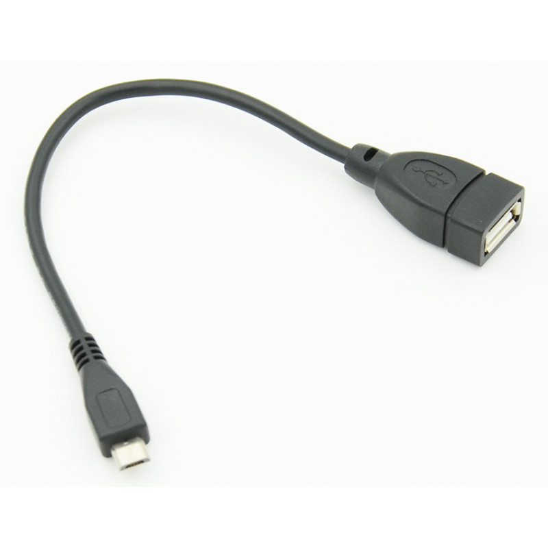 Кабель USB (f)-micro USB (m) 0.2м черный