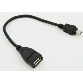 Кабель USB (f)-mini USB (m) 0.2м черный
