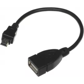 Кабель USB (f)-mini USB (m) 0.2м черный