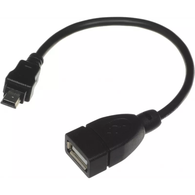 Кабель USB (f)-mini USB (m) 0.2м черный