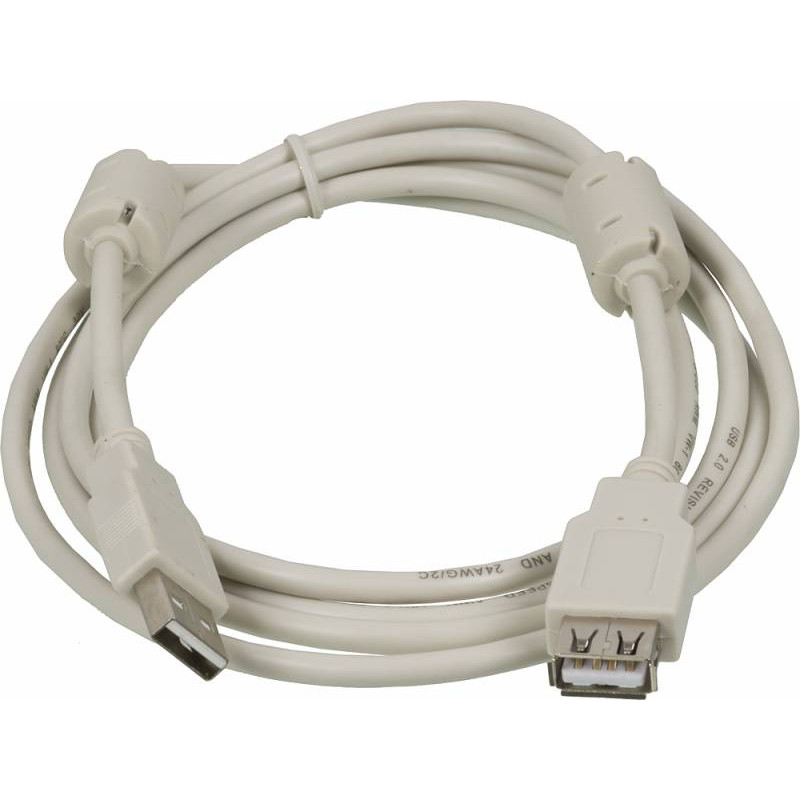 Кабель-удлинитель Ningbo USB A(m) USB A(f) 1.8м (USB2.0-AM/AF-1.8M-MG) феррит.кольца