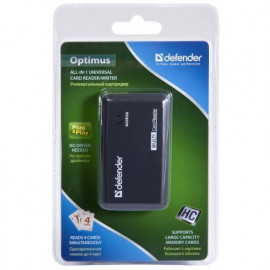 Defender Кардридер OPTIMUS, до 4 типов карт одновременно + кабель USB 2.0 A(M) - MiniB (M) длина 1 м.