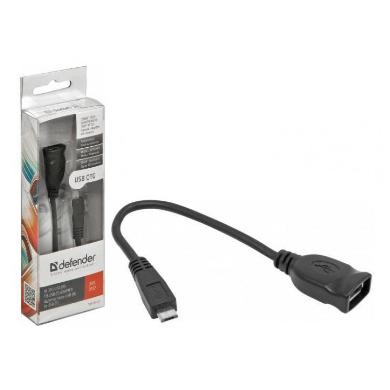 Defender Кабель-переходник microUSB (M) - USB (F)  /для подкл. устр. USB Flash, HDD, мыши, и и т.д./ поддерж. режим OTG.