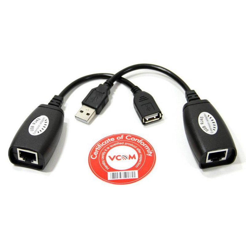Адаптер-удлинитель USB-AMAF/RJ45, по витой паре до 45m , VCOM 