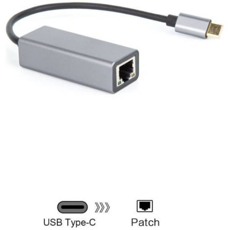 Кабель-переходник USB 3.1 Type-C -->RJ-45 1000Mbps Ethernet, Aluminum Shell, 0.15м VCOM