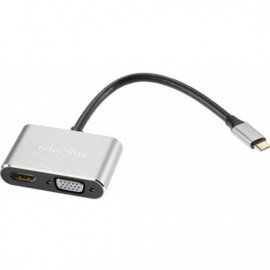Кабель-концентратор USB3.1 TypeCm -->HDMI+USB3.0+PD+VGA Alum Grey 4K@30Hz, Telecom<TUC055>