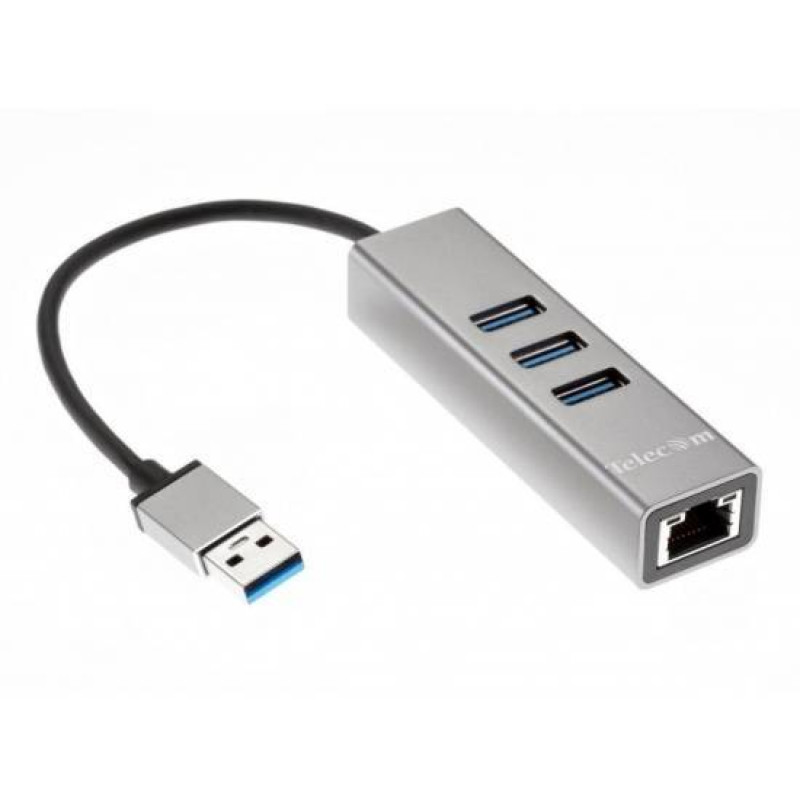 Переходник USB 3.1 Type-C -->RJ-45 1000Mbps +3 USB3.0, Aluminum Shell, 0.2м Telecom <TA311C>
