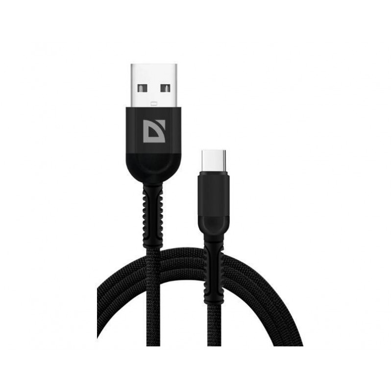Defender Кабель F167, USB 2.0 (AM) - Type C, 1метр, 2.4А, нейлоновая оплетка, чёрный.
