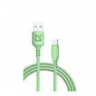 Defender Кабель F207, USB 2.0 (AM) - Type C, 1метр, 2.4А, силиконовая оплетка, зелёный.