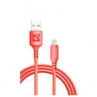 Defender Кабель F207, USB 2.0 (AM) - Apple Lightning (M), 1метр, 2.4А, силиконовая оплетка, красный.