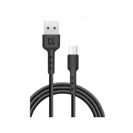 Defender Кабель F181, USB 2.0 (AM) - microUSB 2.0 (BM), 1метр, 2.4А, нейлоновая оплетка, чёрный