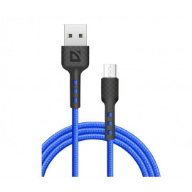 Defender Кабель F181, USB 2.0 (AM) - microUSB 2.0 (BM), 1метр, 2.4А, нейлоновая оплетка, синий.