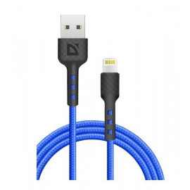 Defender Кабель F181, USB 2.0 (AM) - Apple Lightning (M), 1метр, 2.4А, нейлоновая оплетка, синий.