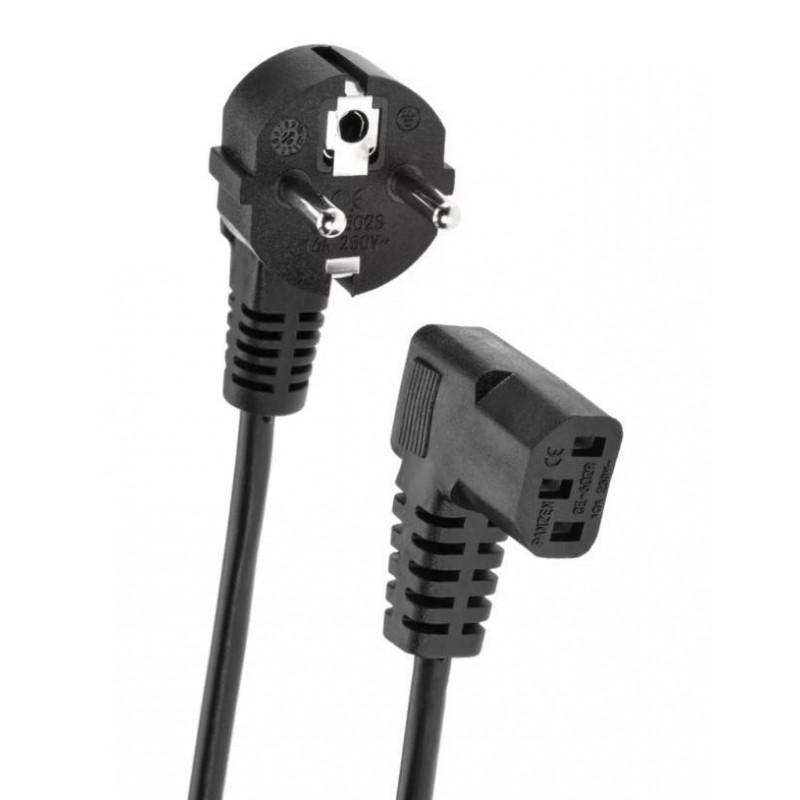 Кабель компьютер - розетка EU угловой  220V <1.8м> Telecom <TP021DA-1.8-BK>