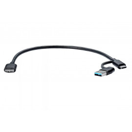 Кабель соединительный 2-in-1 USBA+C to USB3.0 MicroBM 5Gbps, 0.3m медь Telecom <TUS714-0.3m>