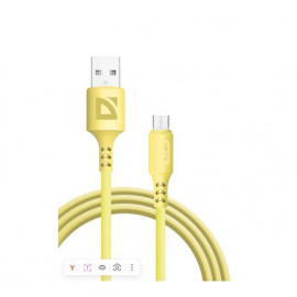 Defender Кабель F207 Micro, USB 2.0 (AM) - microUSB 2.0 (BM), 1метр, 2.4А, силиконовая оплетка, жёлтый.