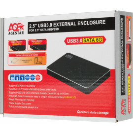 Внешний корпус для HDD/SSD AgeStar 3UB2AX1 SATA I/II/III USB3.0 алюминий черный 2.5