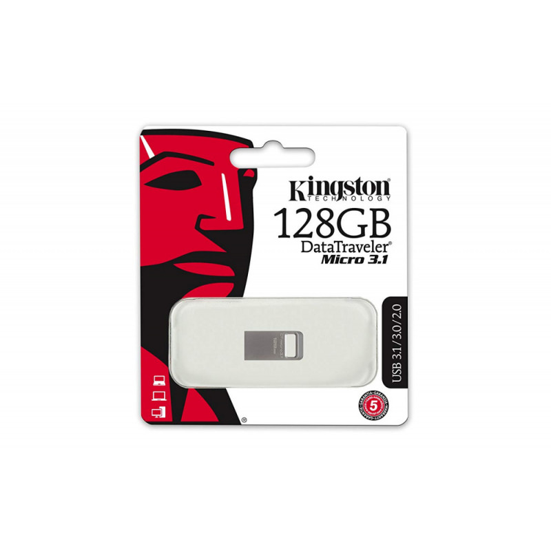 Флеш Диск Kingston 128Gb DataTraveler Micro 3.1 DTMC3/128GB USB3.1 серебристый