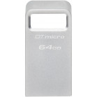 Флеш Диск Kingston 64Gb DataTraveler Micro DTMC3G2/64GB USB3.0 серебристый
