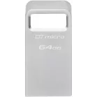 Флеш Диск Kingston 64Gb DataTraveler Micro DTMC3G2/64GB USB3.0 серебристый