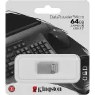 Флеш Диск Kingston 64Gb DataTraveler Micro DTMC3G2/64GB USB3.0 серебристый